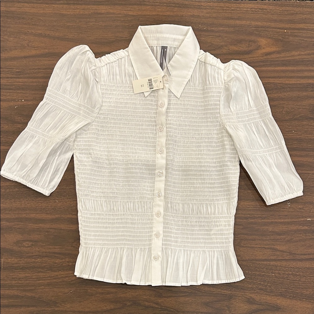 Anthropologie smocked button down XS blouse NWT!